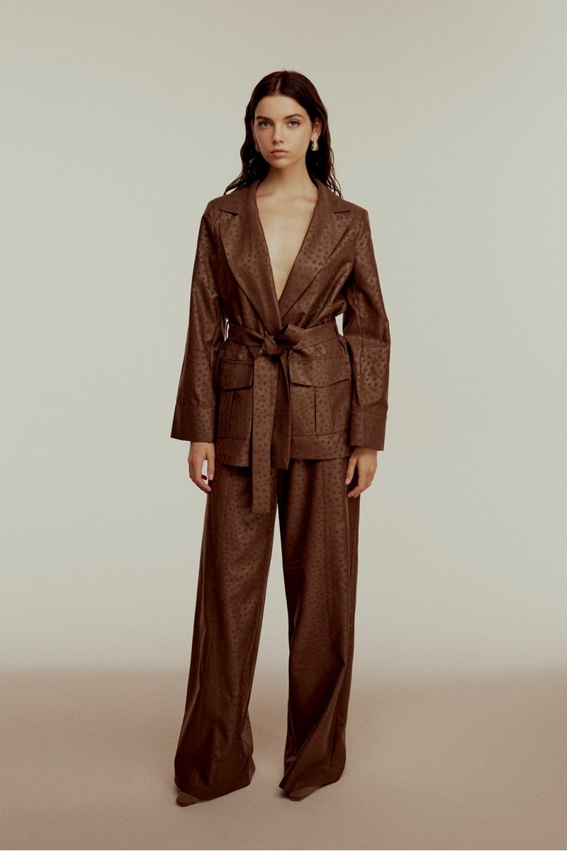 SELF-PATTERNED LEATHER JACKET SUIT