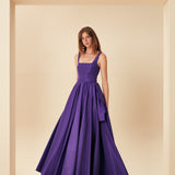 BELİ KEMERLİ TAFTA ABİYE MOR