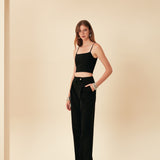 ARKADAN BİRİT BAĞLAMALI ASKILI COTTON BÜSTİYER SİYAH