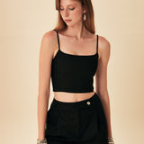 ARKADAN BİRİT BAĞLAMALI ASKILI COTTON BÜSTİYER SİYAH