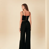 ARKADAN BİRİT BAĞLAMALI ASKILI COTTON BÜSTİYER SİYAH