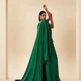 STANDART BEDEN BOYNU İŞLEMELİ ABAYA ABİYE YEŞİL