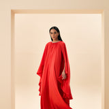 STANDART BEDEN BOYNU İŞLEMELİ ABAYA ABİYE MERCAN