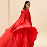 STANDART BEDEN BOYNU İŞLEMELİ ABAYA ABİYE MERCAN