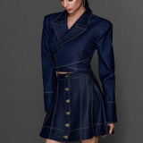 METAL DÜĞMELİ ÇAN FORMLU JEAN ETEK JEAN