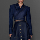 METAL DÜĞMELİ ÇAN FORMLU JEAN ETEK JEAN