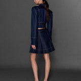 METAL DÜĞMELİ ÇAN FORMLU JEAN ETEK JEAN