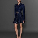 METAL DÜĞMELİ ÇAN FORMLU JEAN ETEK JEAN