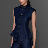 VÜCUDA OTURAN KOLSUZ KOT YELEK JEAN