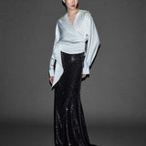 PAYETLİ UZUN BALIK ETEK SİYAH