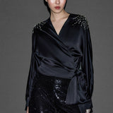 PAYETLİ BOL KESİM PANTOLON SİYAH