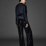 PAYETLİ BOL KESİM PANTOLON SİYAH