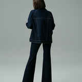 OVERSİZE CEPLİ TAŞLI JEAN CEKET JEAN