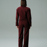 CEPLİ BOL PAÇA JEAN PANTOLON BORDO JEAN
