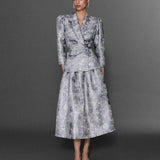 ŞAL YAKALI TRUVAKAR KOLLU KRUVAZE BROKAR CEKET SILVER