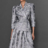 ŞAL YAKALI TRUVAKAR KOLLU KRUVAZE BROKAR CEKET SILVER