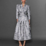 PİLELİ BELDEN KORSAJLI MİDİ BOY BROKAR ETEK GÜMÜŞ