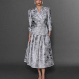 PİLELİ BELDEN KORSAJLI MİDİ BOY BROKAR ETEK GÜMÜŞ