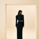 YIRTMAÇ DETAYLI KRUVAZE ETEK SİYAH